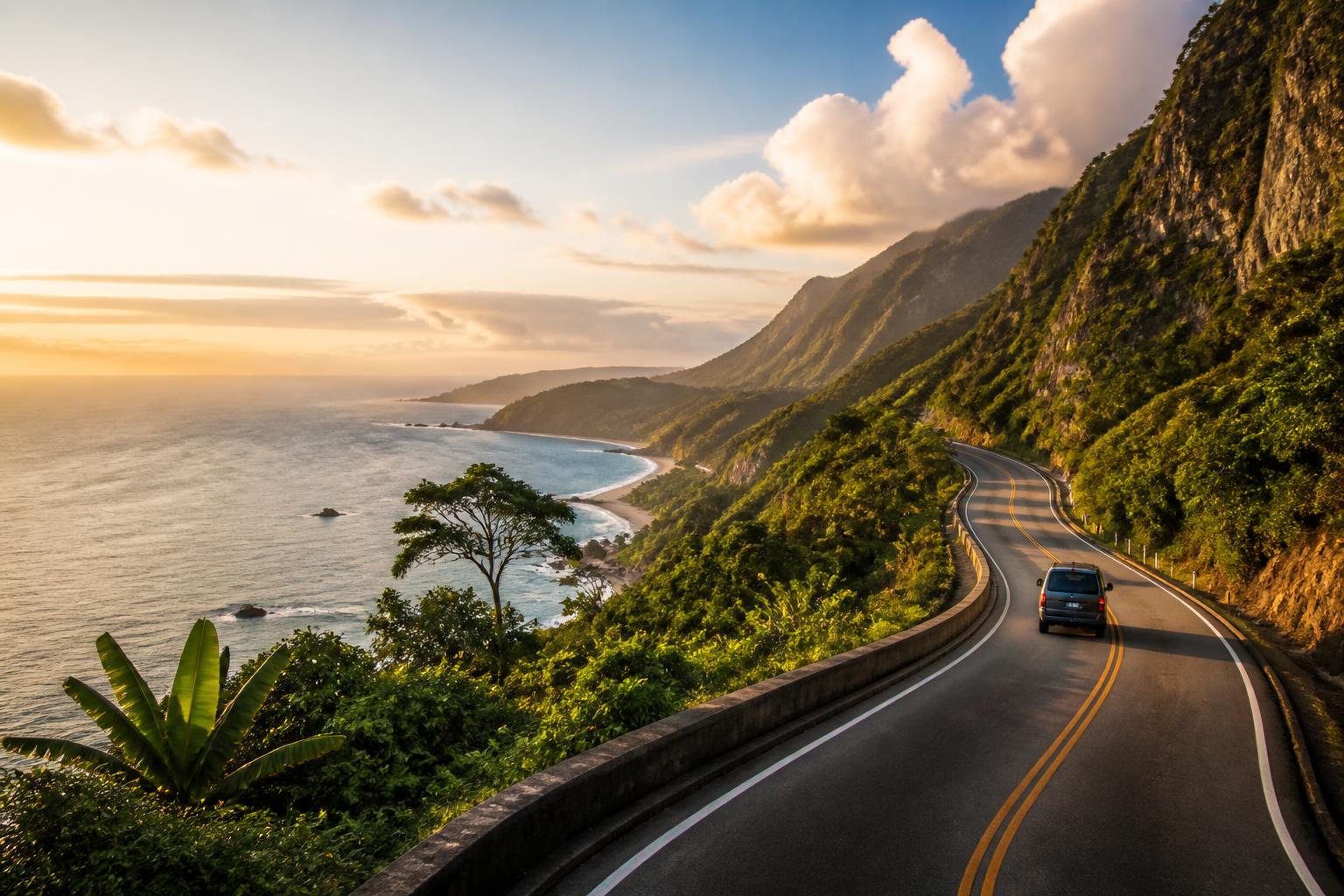 Modern executive van on a scenic Malaysian highway